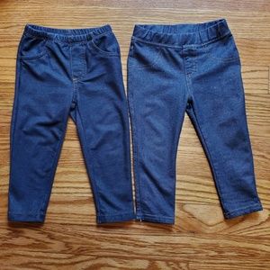 2 pairs little girls jeans leggings12 mos